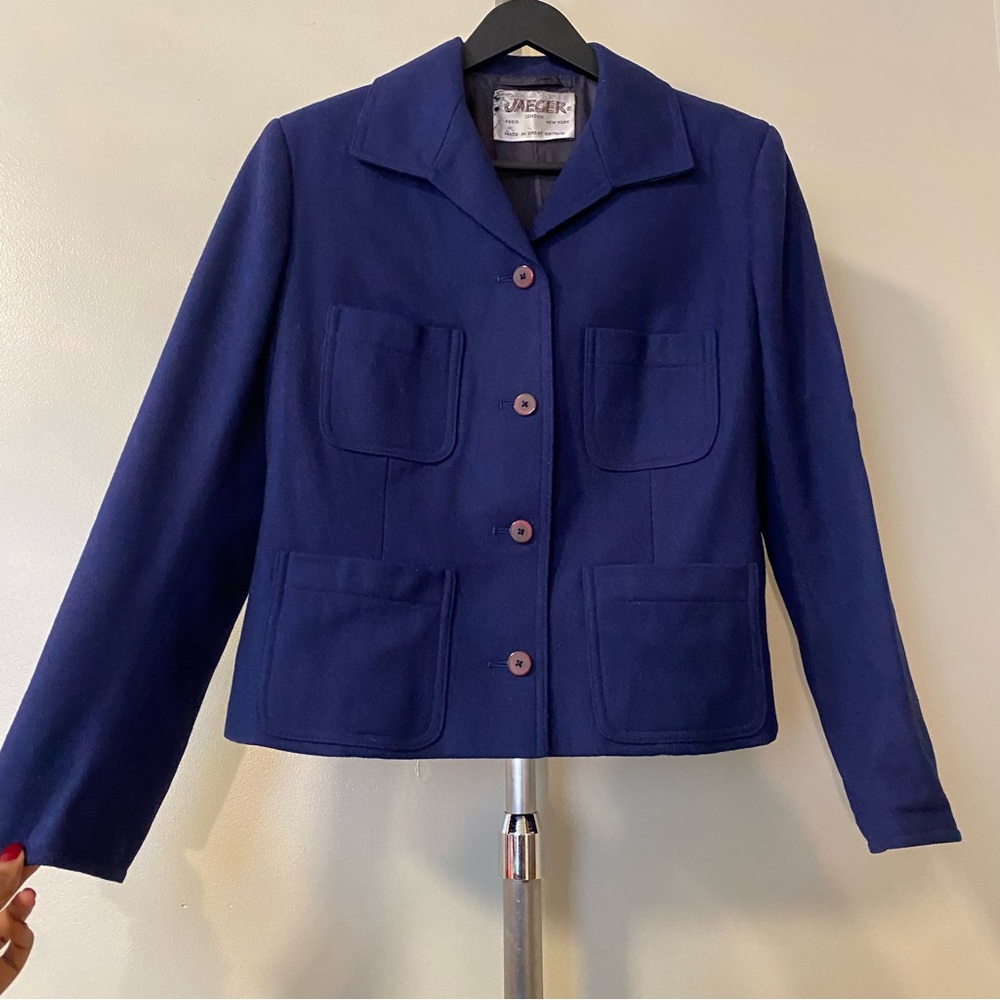 Jaeger - Navy Blue Wool Blazer